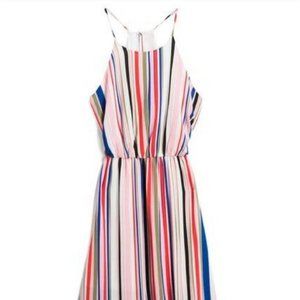 French Grey Striped Maxi Dress